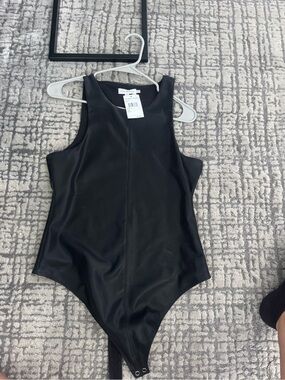 Good American Black Sleeveless High-Neck Bodysuit